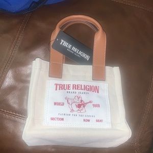 True Religion Mini tote- white